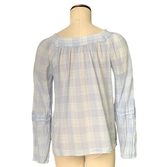 LC Lauren Conrad 100% Cotton Plaid Peasant Blouse Sz S #98F - Picture 3 of 6